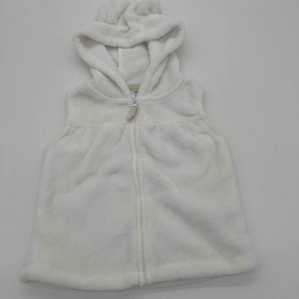 Carter's Baby Girl White Fleece Hooded Vest Warm Soft 24 Months
